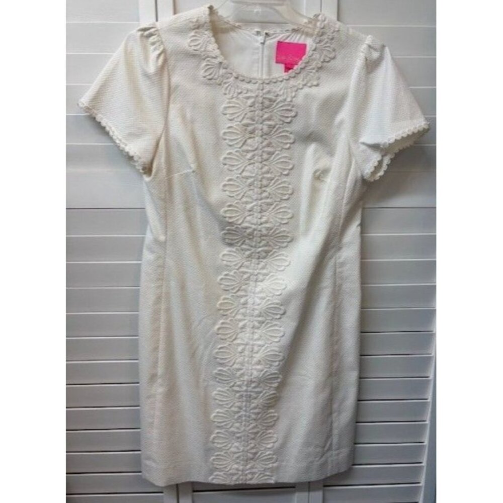 Lilly Pulitzer Cream Embroidered Short-Sleeve Midi Dress
